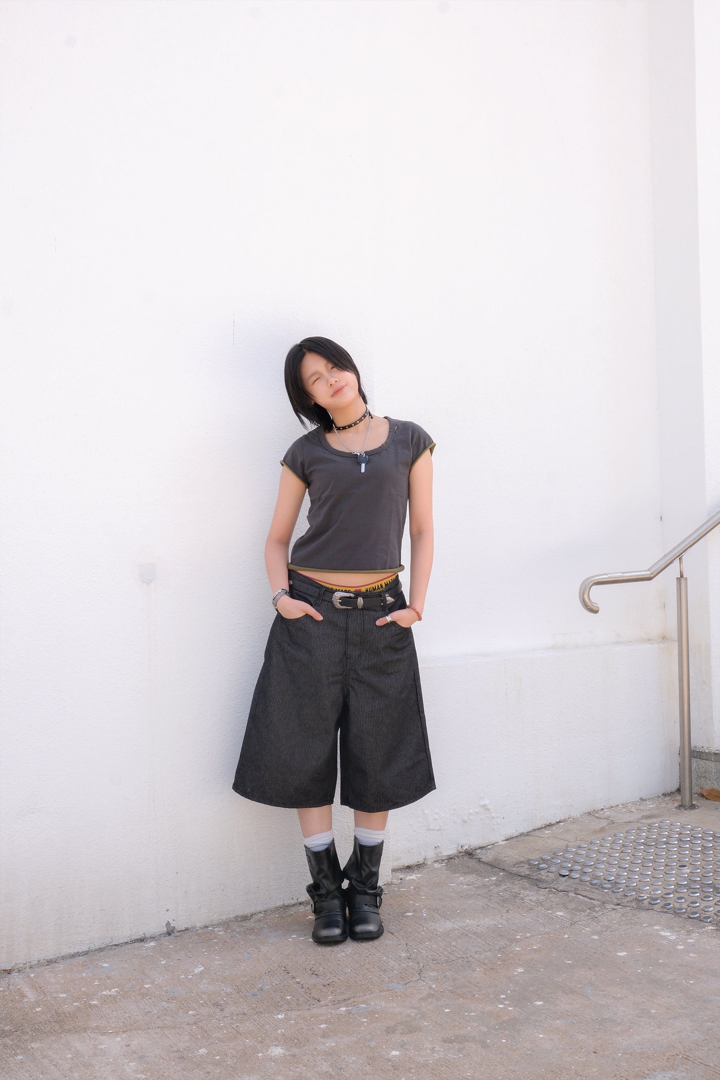 Damage Color-block Tee (4colors)