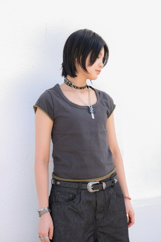 Damage Color-block Tee (4colors)