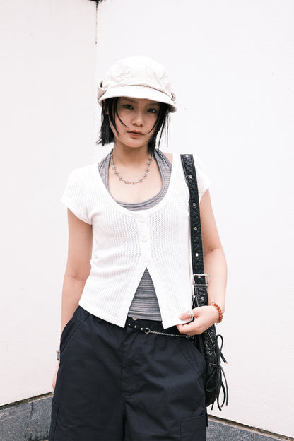 Mesh Button Cardigan (grey)