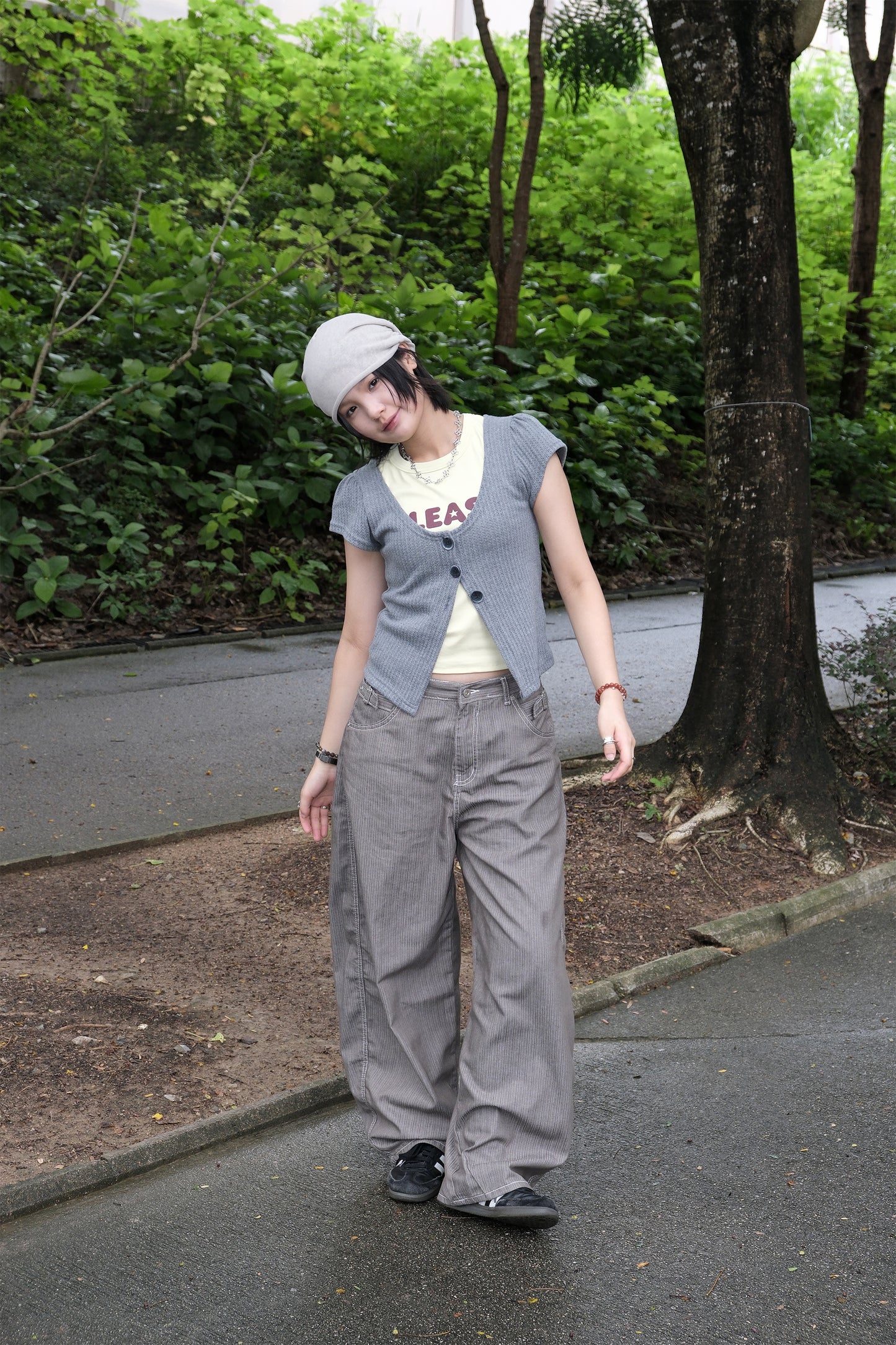 Mesh Button Cardigan (grey)