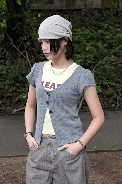 Mesh Button Cardigan (grey)