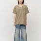 Washed V-neck Henley (white)