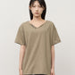 Washed V-neck Henley (white)