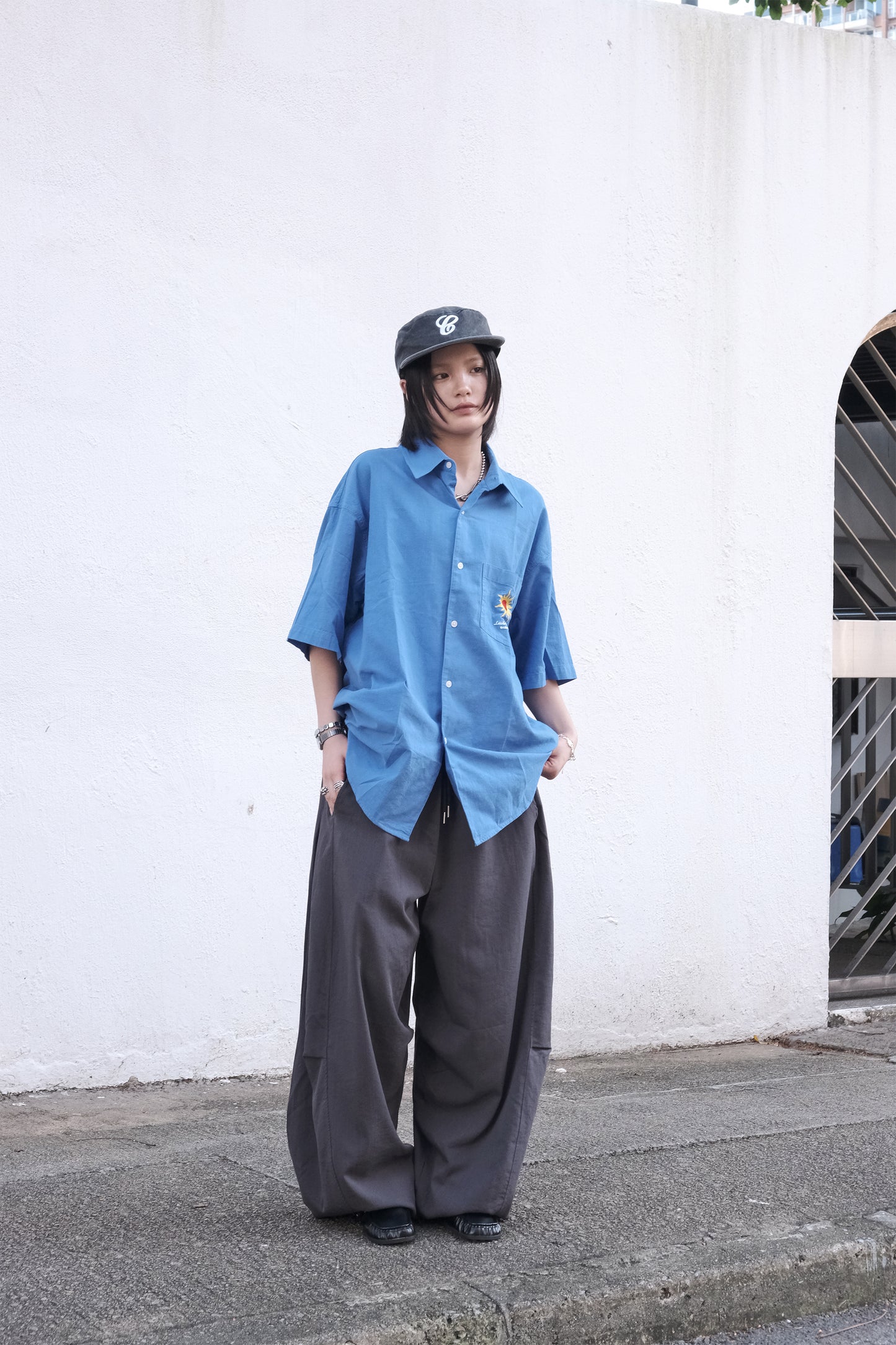 Sun Embroidery Shirt (3colors)
