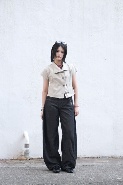 Mock Neck Button Jacket (black)