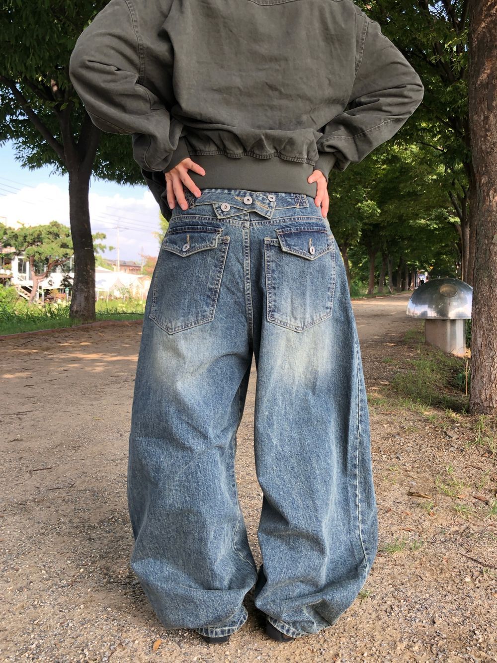 Back Pocket Belt Jeans (4colors)