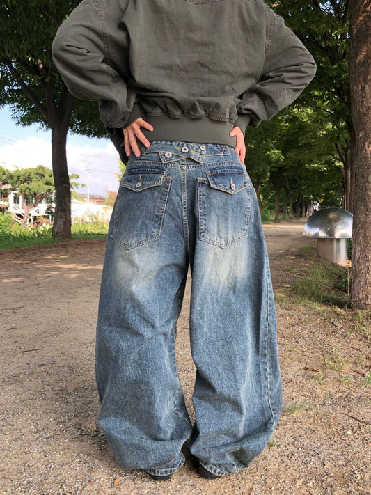 Back Pocket Belt Jeans (4colors)