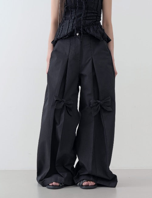 Ribbon Fold Wide Pants