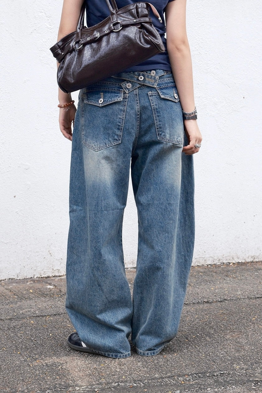 Back Pocket Belt Jeans (khaki)