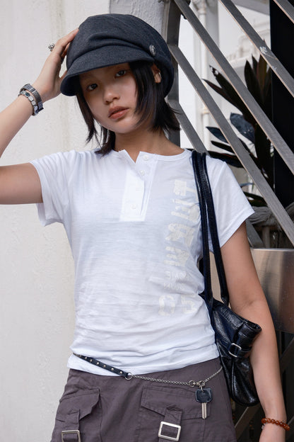 Kussyoung Henley Top (white)