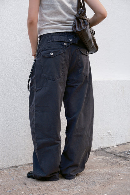 Back Pocket Belt Jeans (khaki)