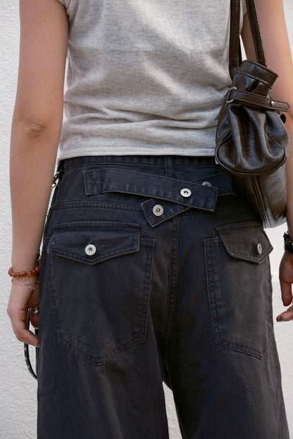 Back Pocket Belt Jeans (khaki)