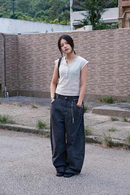 Back Pocket Belt Jeans (khaki)