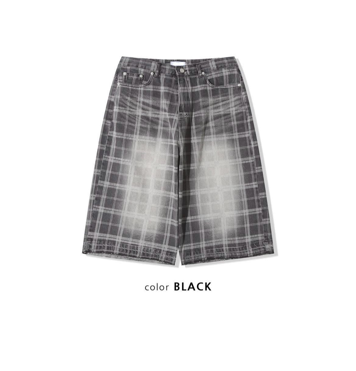Washed Checker Jorts