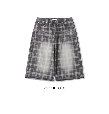 Washed Checker Jorts