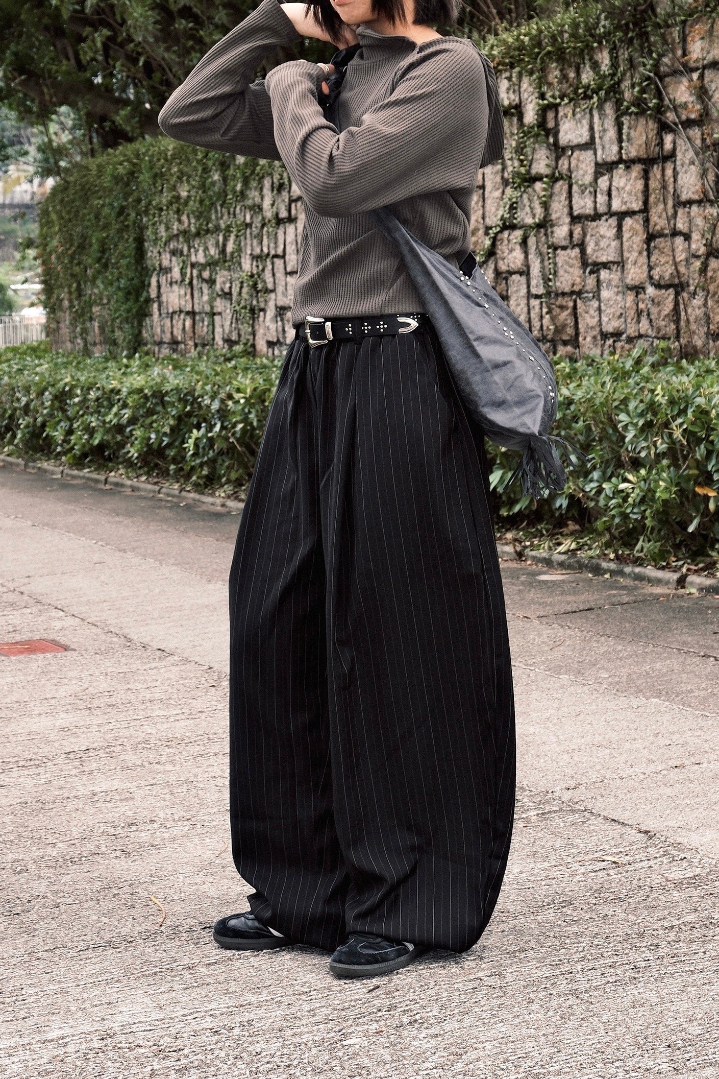 Drape Stripe Banding Slack (Black)