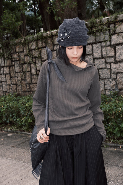 Oblique Button Waffle Hood (5colors)