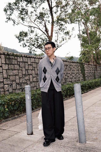 Patched Dia Cardigan (Grey)