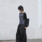 Striped Button Raglan (black)