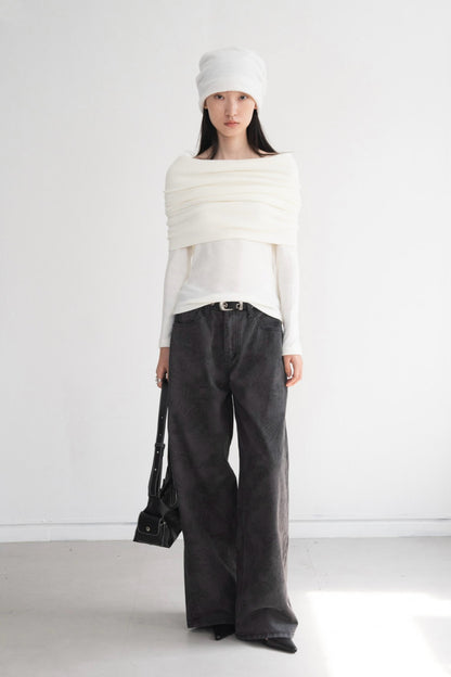 Paisley Wide Jeans (Charcoal)