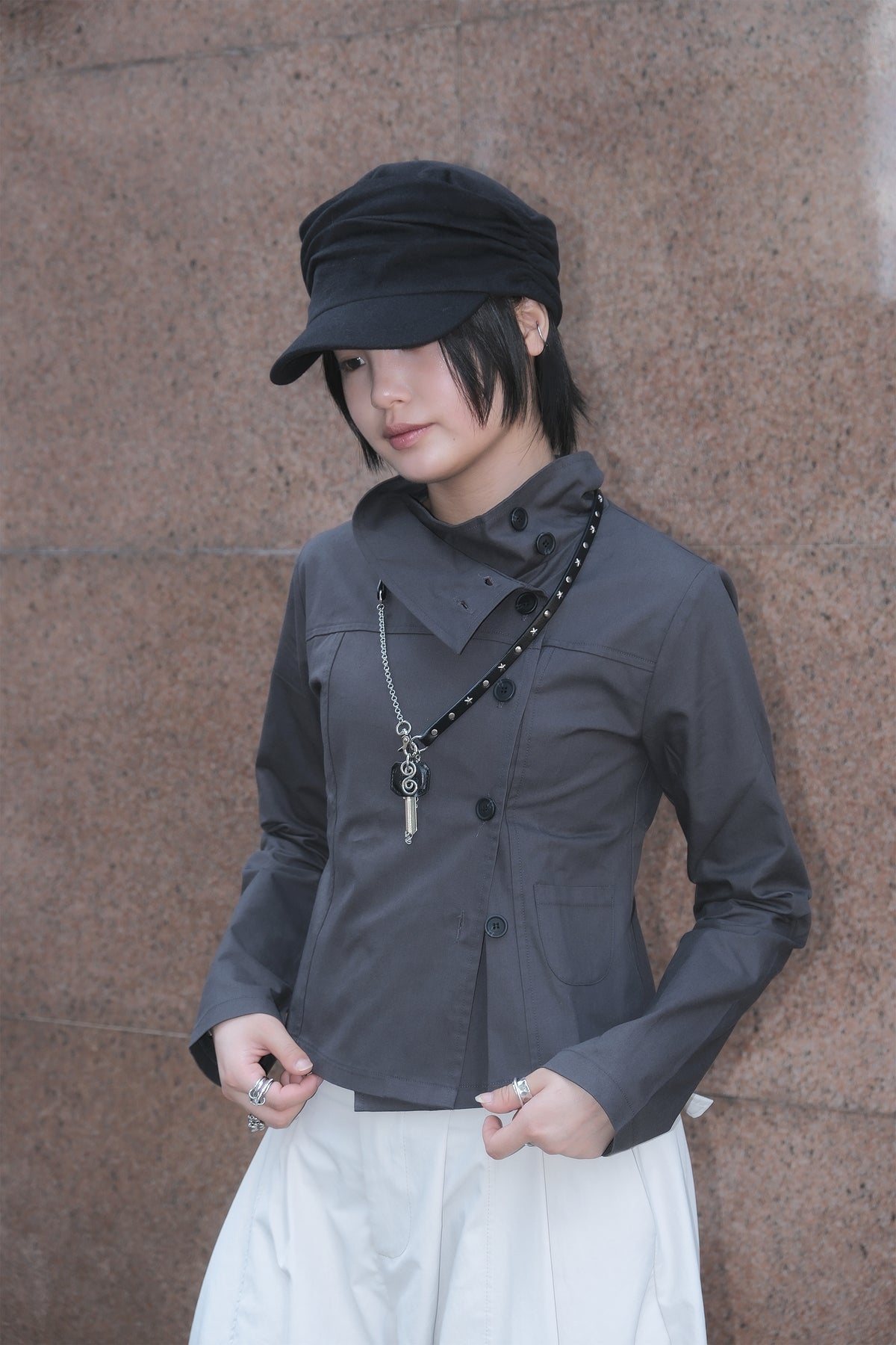 Alexa Mock Neck JK (charcoal)