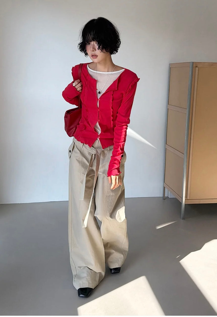 Frill Trimming Cardigan (4colors)