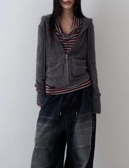 Snow Hooded Zip Up (charcoal)