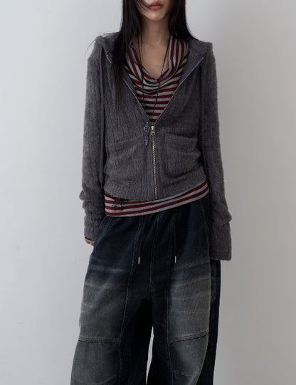 Snow Hooded Zip Up (charcoal)