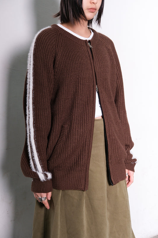 Fur Track Knit Jacket (brown)