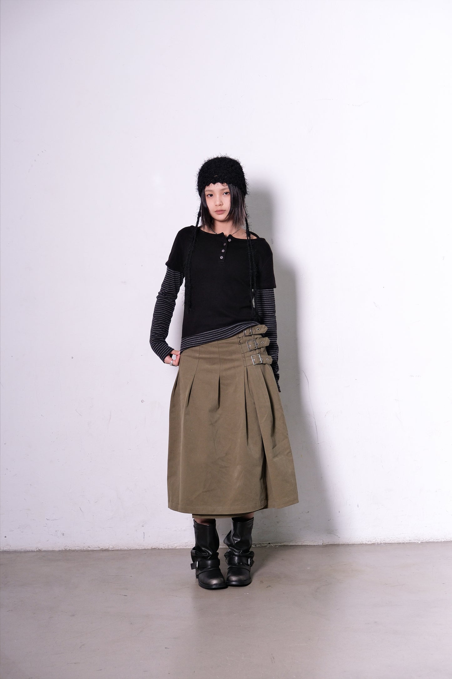 Belted Wrap Skirt (black)