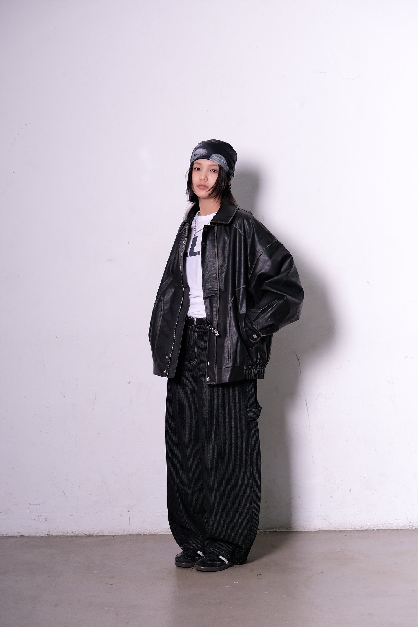 Retro Brushed Leather Jacket (black)