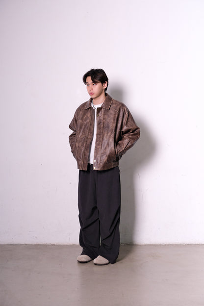 Retro Brushed Leather Jacket (black)