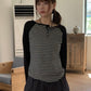 Striped Button Raglan (black)