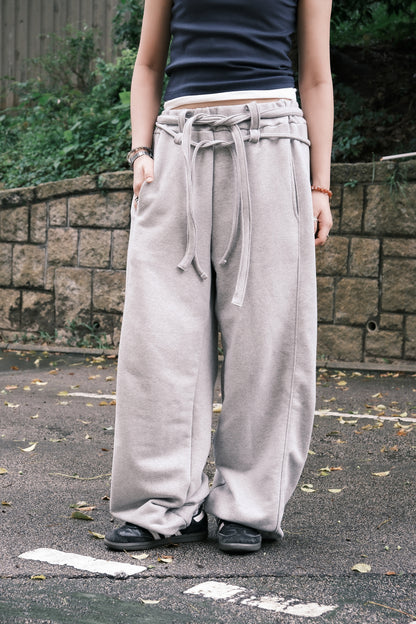 Belted Sweat Pants (3colors)