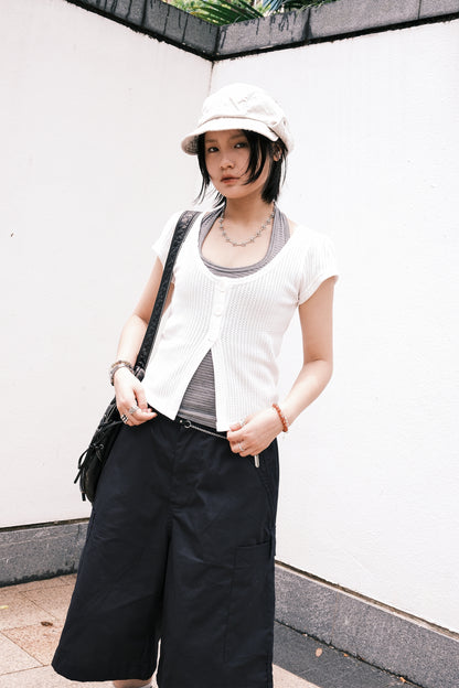 Mesh Button Cardigan (grey)