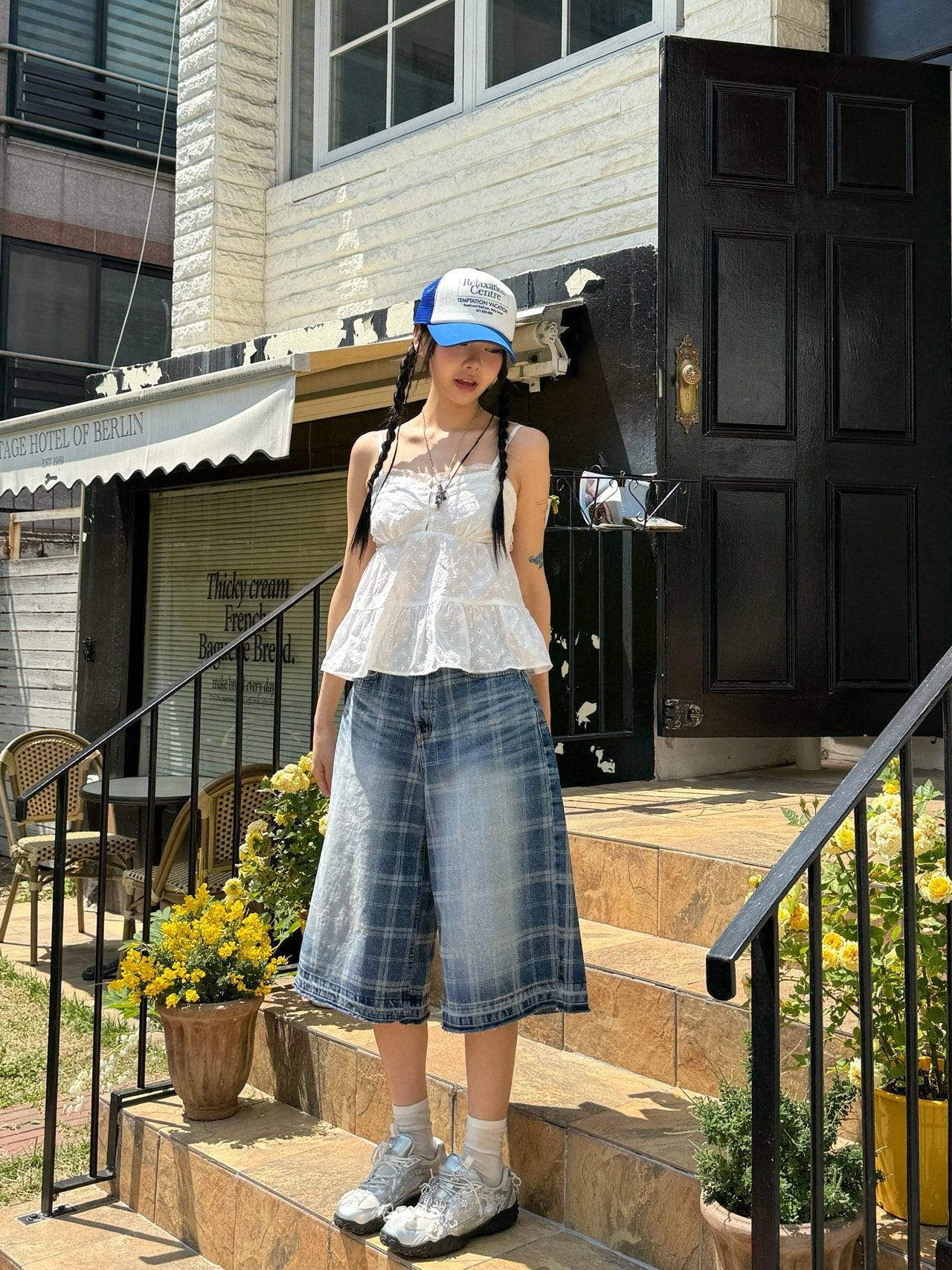 Washed Checker Jorts