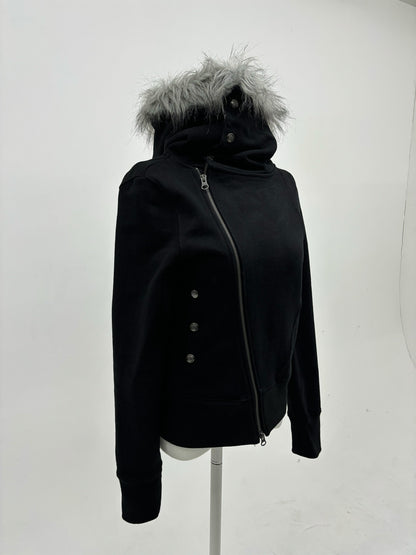 Unbalanced fur hoodie