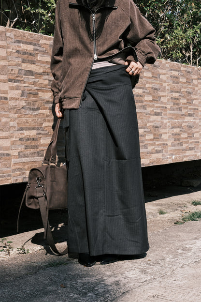 Stripe Maxi Wrap Skirt [FW]