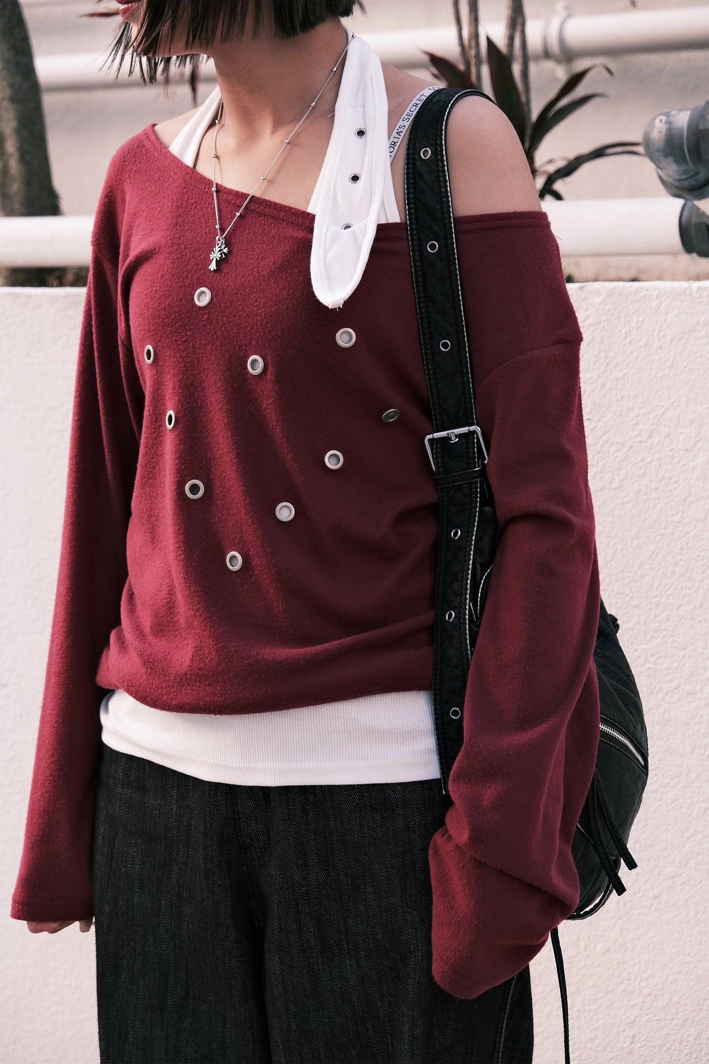 Heart Eyelet Off Shoulder