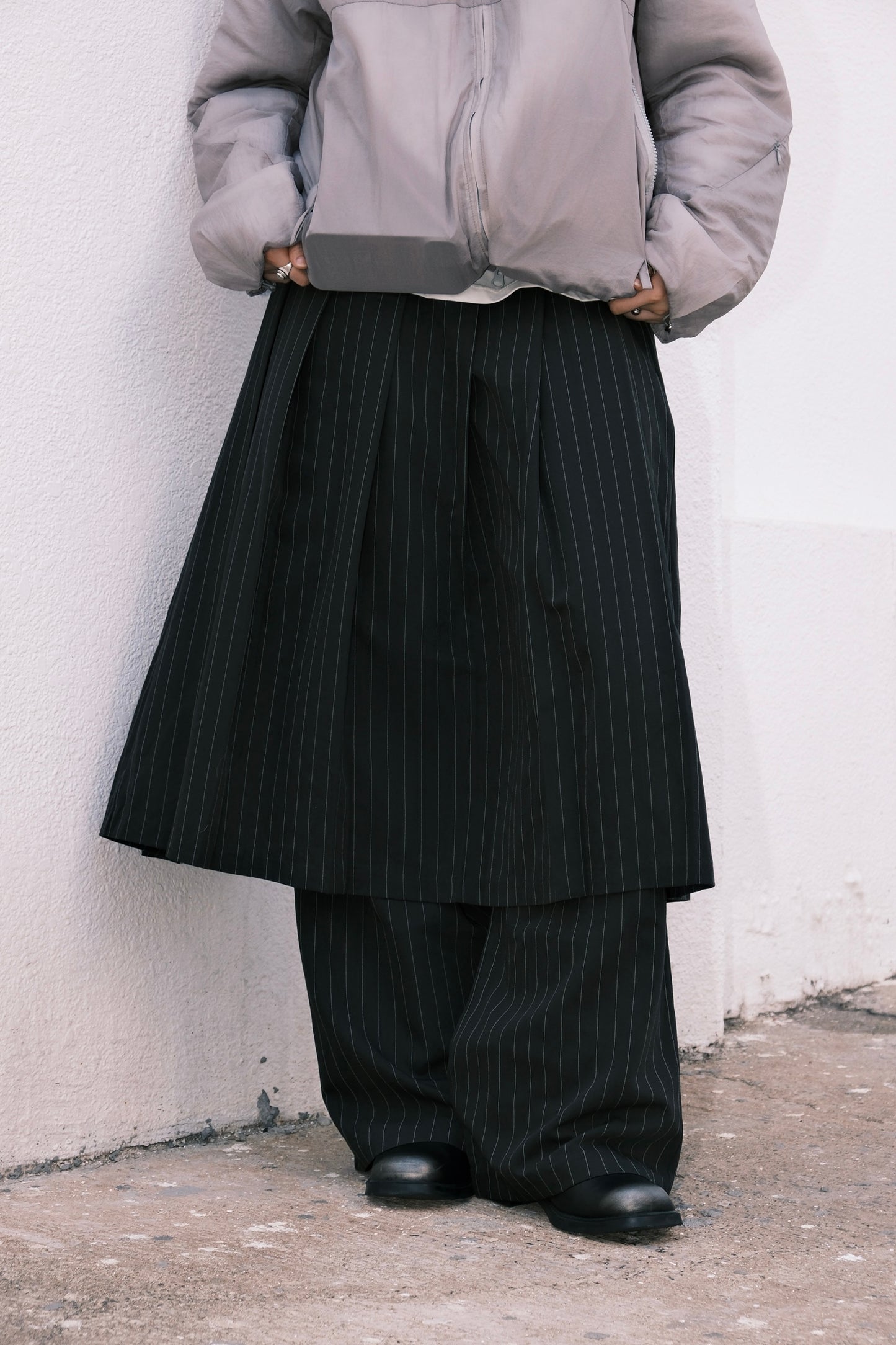 Stripe Pleats Skirt Pants (3colors)