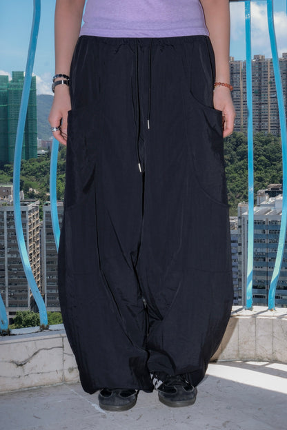 Curved Pocket Nylon Pants (charcoal)
