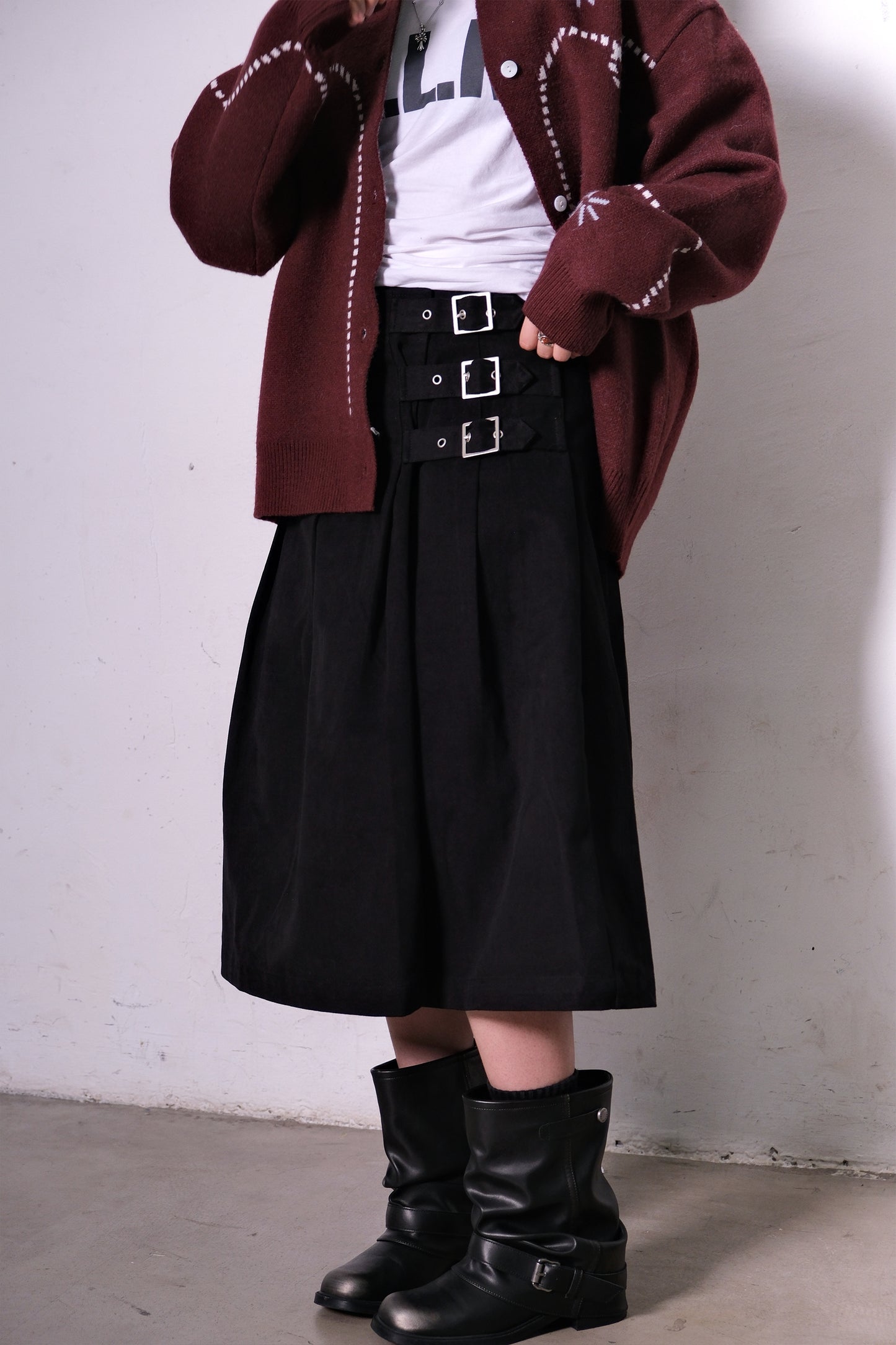 Belted Wrap Skirt (black)