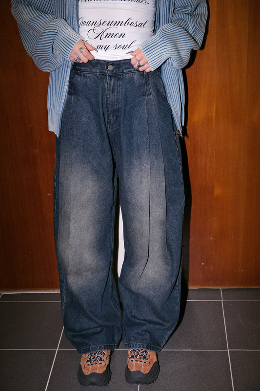 Front Crink Belted Jeans