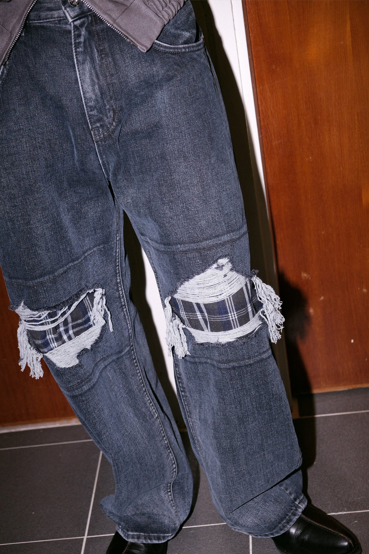 Checker Layered Jeans