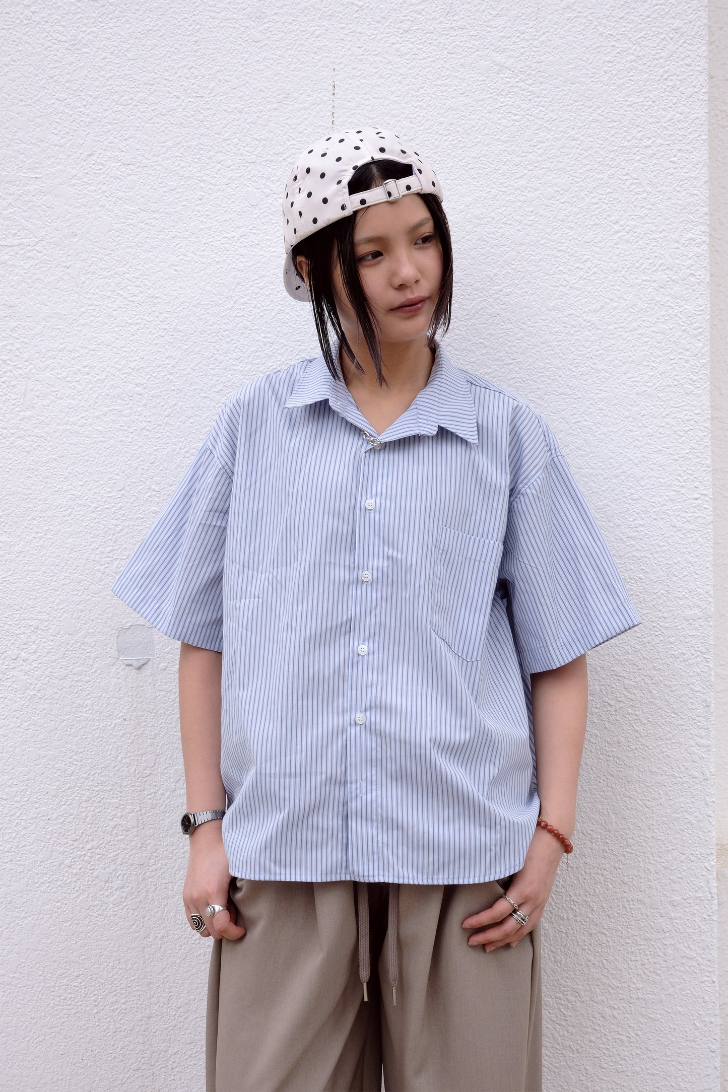 Uni Cropped Striped Shirt (sky blue)
