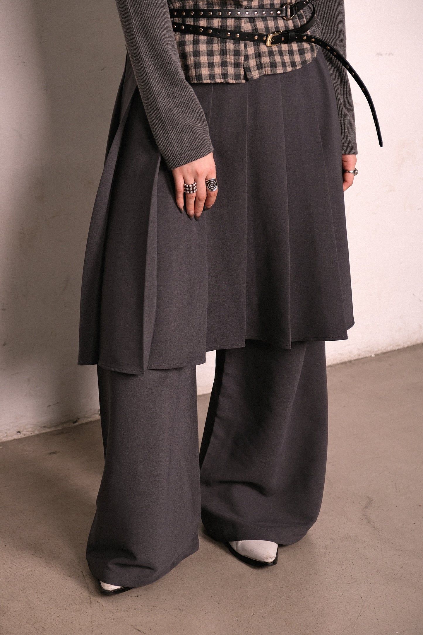 Pleated Skirt Wide Pants