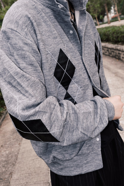 Patched Dia Cardigan (Grey)