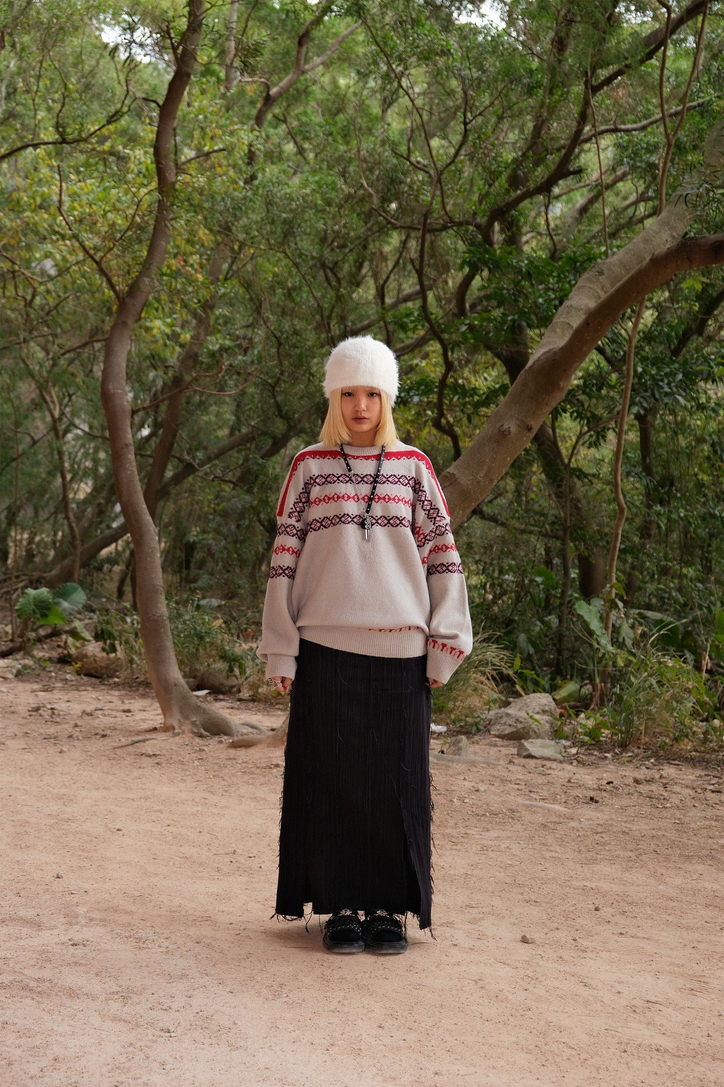 Striped Distressed Skirt