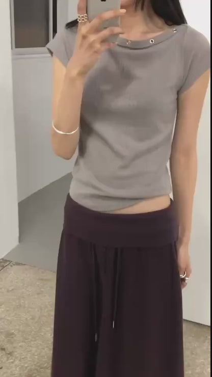 Round Neck Eyelet Top (4 colors)