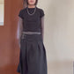 Stripe Buckle Wrap Skirt